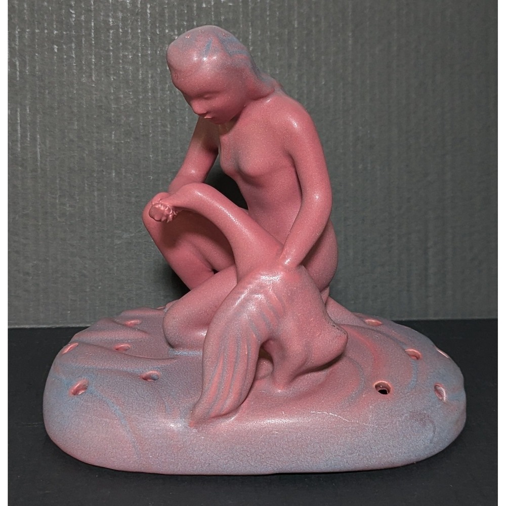 Van Briggle Persian Rose Leda & The Swan Art Pottery Flower Frog (Missing Bowl)